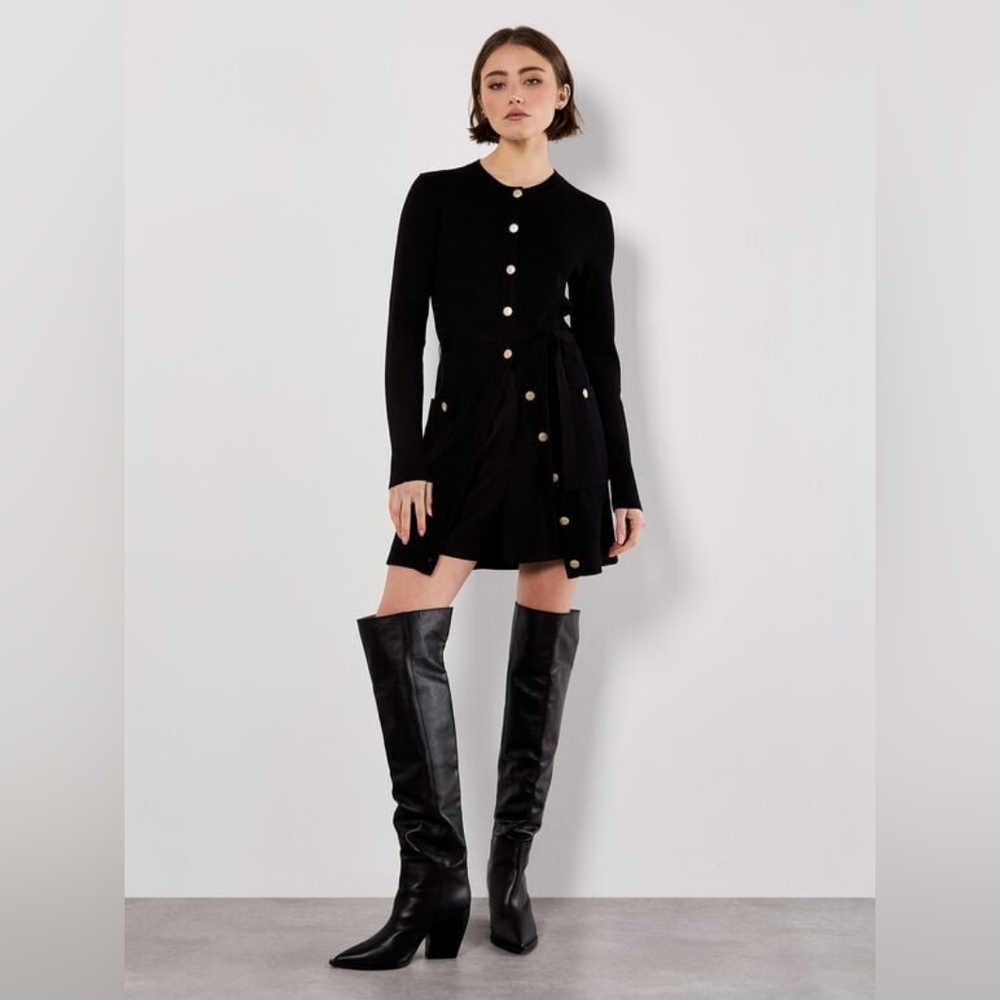  Gold Button Rib Mini Dress - Picture 5 of 5